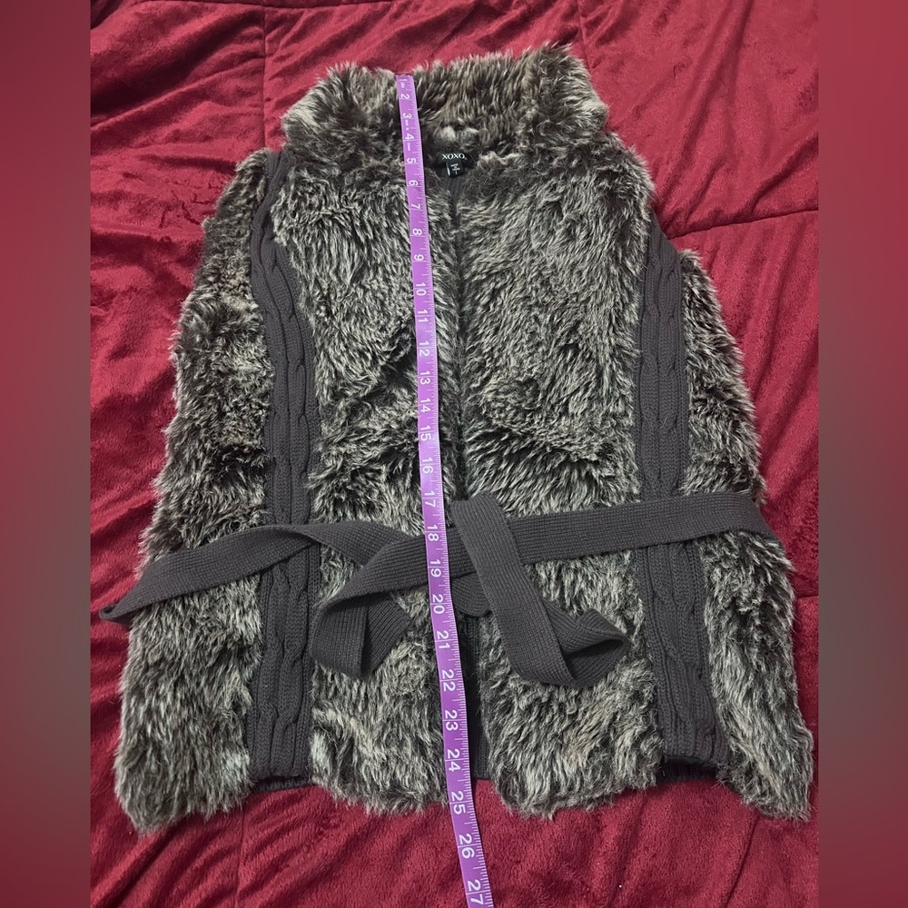 XOXO Faux Fur Brown Sweater Vest Women Size L
